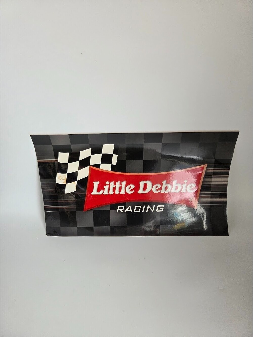 Little Debbie Racing Adhesive Promo Sign Checkered Flag Logo NASCAR Display